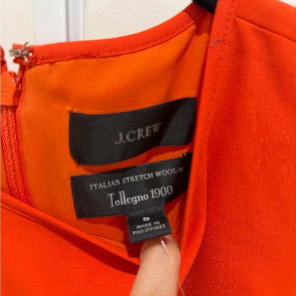 J. Crew Tollegno Italian Stretch Wool Aline Midi Dress Vibrant Orange- 8 NWT - Picture 5 of 5